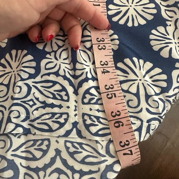 Vineyard Vines Women's Blue Mirrored Leaves Trapeze Tassel Halter Dress Size 4 - Picture 7 of 10